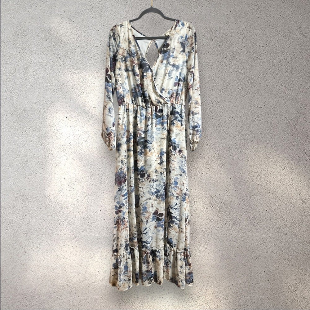 Anthropologie Peach Love California floral print chiffon maxi dress large